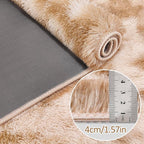 Super Soft Fluffy Living Room Area Rugs 2x5 ft Tie-Dyed Beige Shaggy Furry - Image 5
