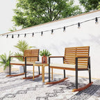 Outsunny Outdoor Rocking Chair Set of 2, Acacia Wood Outdoor Rockers - Image 8