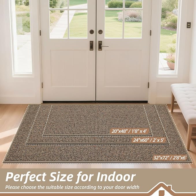 BEQHAUSE Dirt Trapper Door Mat 20" x 48", Non-Slip Washable Doormats, Low - Image 2