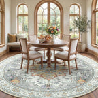 RELEANY Washable Area Rug, Round 8ft, Water Repellent, Pet Friendly, Vintage - Image 2