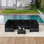 LOUVIXA 7 Piece Outdoor Patio Furniture Set, Outdoor Sectional Sofa, Wicker - Image 8