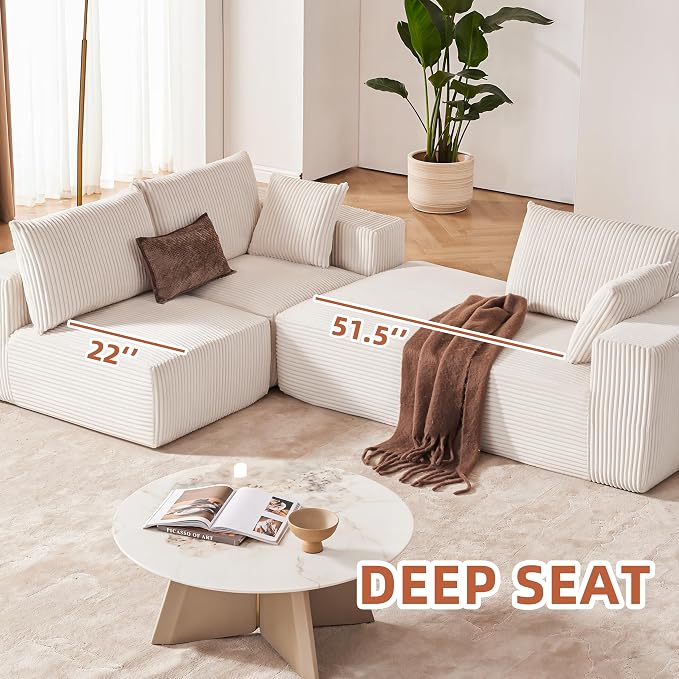 108” Modular Sectional Sofa, Cloud Sectional Couch - Image 9
