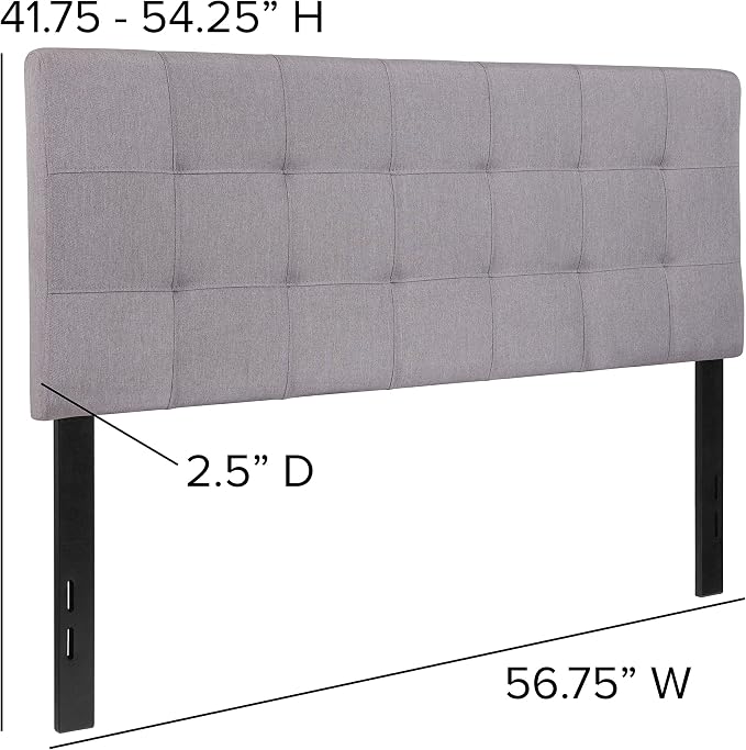 Flash Furniture Bedford Tufted Upholstered Full Size Headboard in Light Gray - Image 2