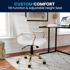 Flash Furniture Whitney Mid-Back Swivel LeatherSoft Desk Chair - Image 7