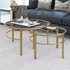 Henn&Hart Round Nested Coffee Table in Brass, Coffee Table coffee tables - Image 15