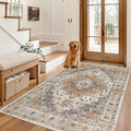 Madane Area Rug 3x5, Washable Vintage Entry Rugs by Madane