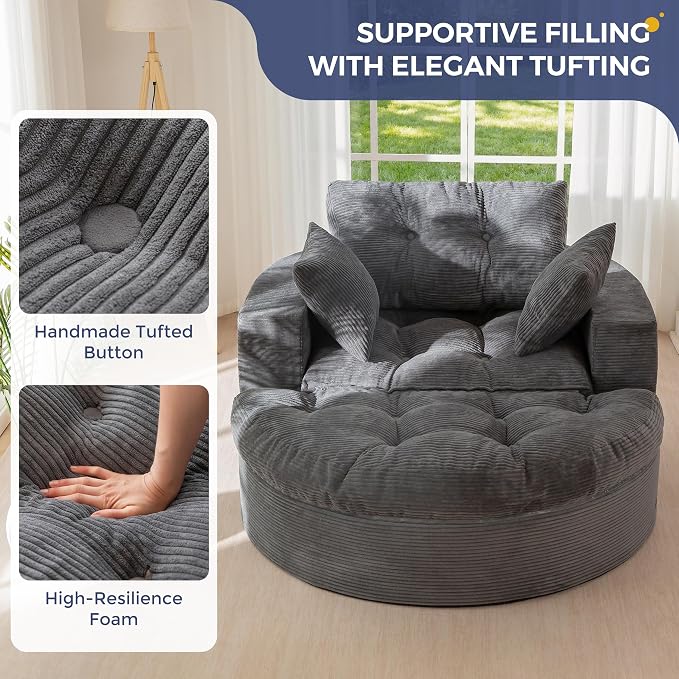 MAXYOYO Oversized Round Chaise Lounge Sofa, Upholstered Lounge Chair - Image 6