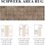 Schweek 2.6x8 Hallway Runner Rug Washable Vintage Neutral Runners Brown | Non - Image 2