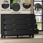 BORNOON Fluted 8 Drawer Tall Dresser, 47.2" Wide Modern Boho Chest of Drawers - Image 5