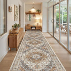 Madane Hallway Runner Rug 3x16 Washable Kitchen Runners Long, Turmeric/Grey | - Image 3