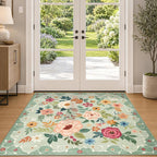 DUKINO 4x4 Square Area Rug, Soft Floral Washable Rug - Image 9