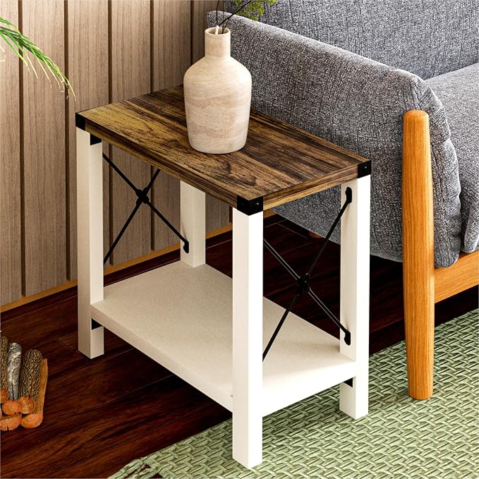 GAZHOME Farmhouse End Table for Small Spaces, Narrow Side End Table - Image 2