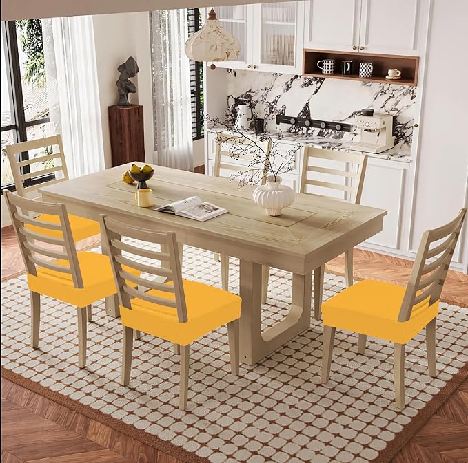 Smiry Waterproof Seat Covers for Dining Room Chairs Set of 4, Stretch Jacquard - Image 8