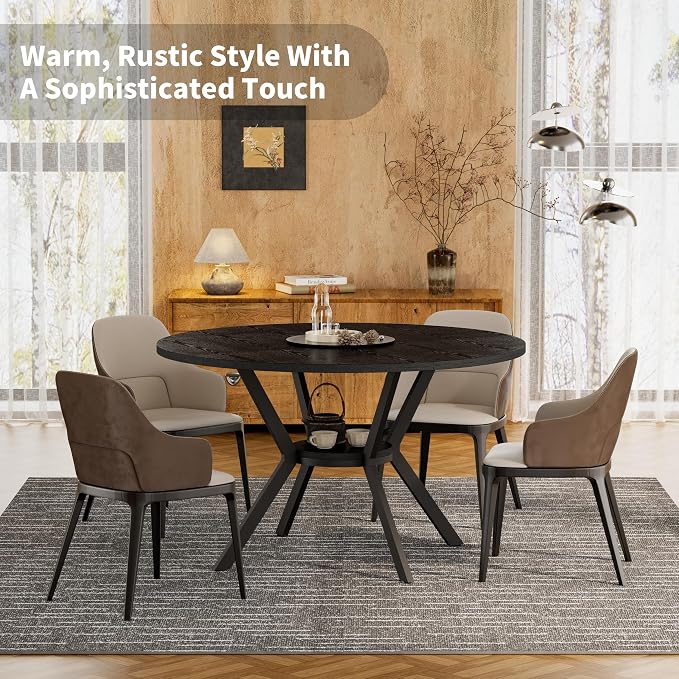 Black Dining Table for 2-4, 42 Inch Round Kitchen Table - Image 8