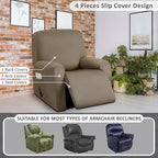 ULTICOR 4-Piece, 1 Seat Recliner Cover, Yarn Dyed Reclining Chair Covers - Image 5