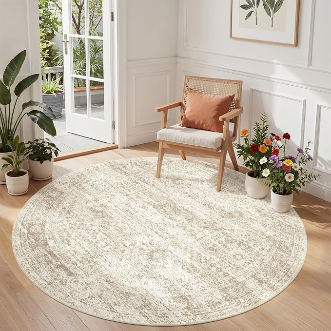 Round Rug 6ft, Circle Rug for Dining Room Table, Dining Room, Nursery Room by Restydon