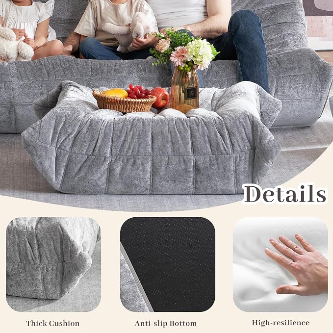 Bean Bag Ottoman, Memory Foam Lazy Bean Bag Sofa, Fireside Chair Foot Rest - Image 5