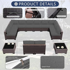 Outdoor Patio Furniture Set, 14 Pieces Outdoor Sectional Furniture Patio Sofa - Image 4