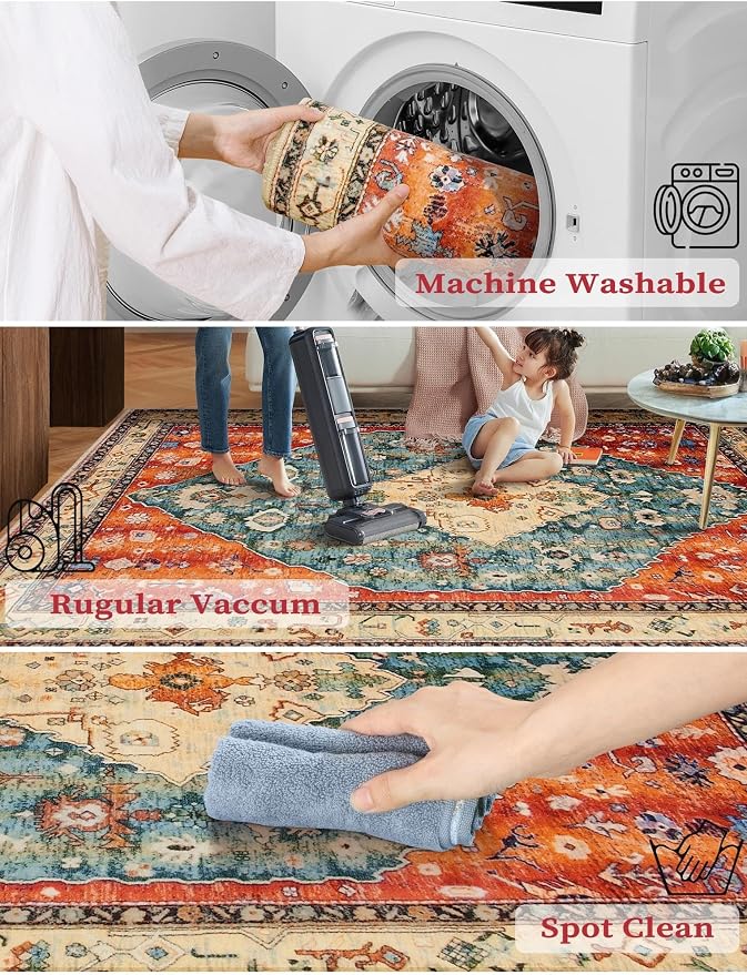 SERISSA 3x8 Washable Non Slip Boho Runner Rug - Image 3