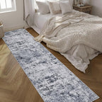 2.6x14 Washable Runner Rug:Modern Abstract Indoor Soft Carpet Grey | - Image 2