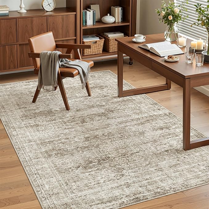 Soalmost 4x6 Area Rug for Living Room, Washable Rugs Non-Slip, Thin Foldable - Image 4