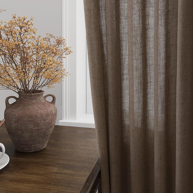 Light Brown Linen Curtains 96 Inches Long - Image 2