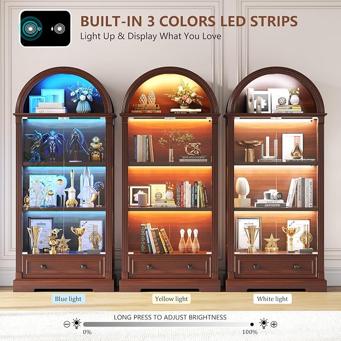 Dystler Curio Cabinet with Glass Doors, 4-Tier Display Case - Image 4