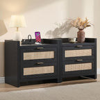 SICOTAS Black Nightstands Set of 2 Bed Side Table by SICOTAS