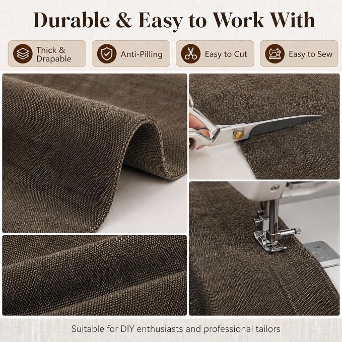 Mini Chenille Linen Blend Upholstery Fabric by the Yard, 57 Inch Wide Soft - Image 5