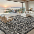 Grey Area Rug 9x12 for Living Room Bedroom | Low Pile; Non Slip;Machine - Image 3