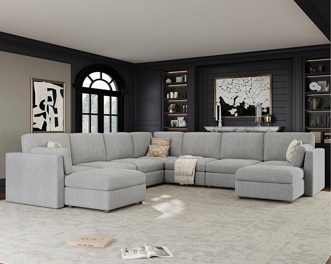 Oversized Modular Sectional Sofa, Solid Wood Frame Sofa, Removable Washable by Kalafini