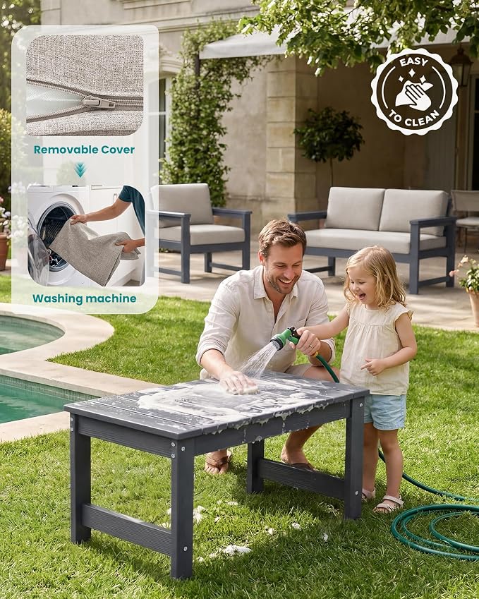 SERWALL 4 Pieces HDPE Outdoor Sofa Set - Image 7
