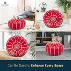 Marrakesh Gallery Genuine Leather Round Pouf Unstuffed - Image 7