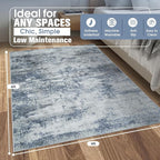 4x6 Area Rugs for Living Room Washable Bedroom Dining Room Blue Grey | Modern - Image 2