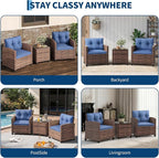GarveeHome 3-Piece Outdoor Wicker Sofa Set, PE Rattan Patio Furniture - Image 8