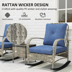 Outsunny 3 Piece Wicker Patio Furniture Set, PE Rattan Rocking Chairs - Image 4