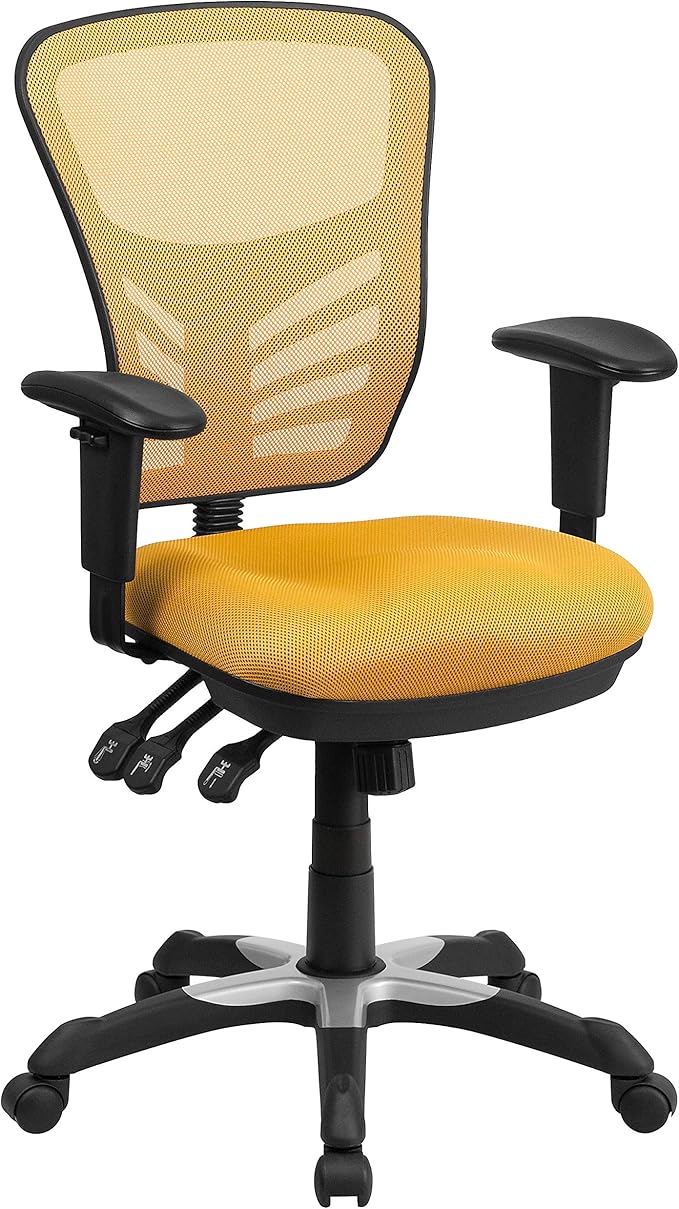 Flash Furniture Nicholas Mid-Back Yellow-Orange Mesh Multifunction Executive by FlashFurniture