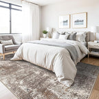 6x9 Area Rug Living Room Washable Neutral Brown Beige | Soft Low Pile Non Slip - Image 8
