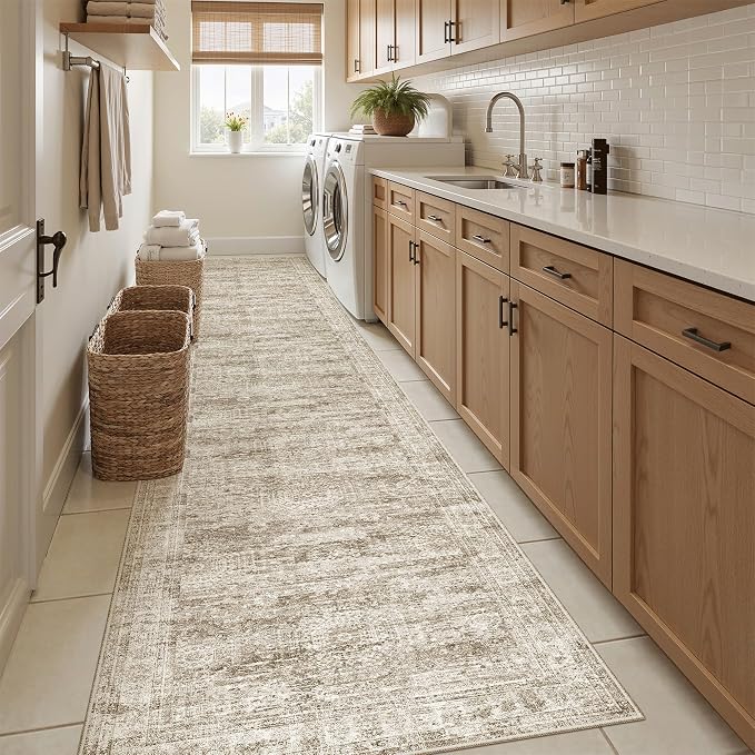 Soalmost Hallway Runner Rug 2'6" x 12' Washable Long Kitchen Rugs Brown | - Image 4