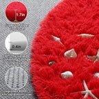 Red Round Rugs 5ft for Bedroom Living Room, Fluffy Circle Area Rug for Kids - Image 2