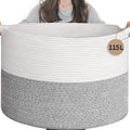 INDRESSME 115L Extra Large Blanket Basket, Soft Cotton Rope Storage Basket by INDRESSME