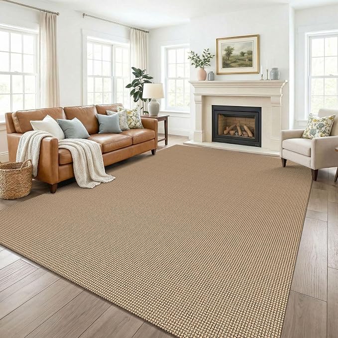 KOZYFLY Farmhouse 7.5x10 Rugs for Living Room, Non Slip Woven Area Rugs by KOZYFLY