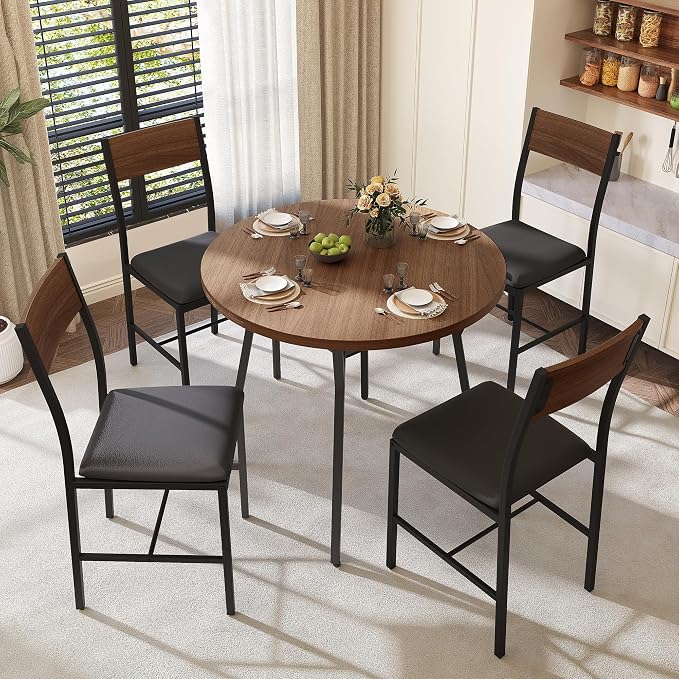 Pamapic Round Dining Table Set for 4, Kitchen Table and Chairs for 4, Dining - Image 8