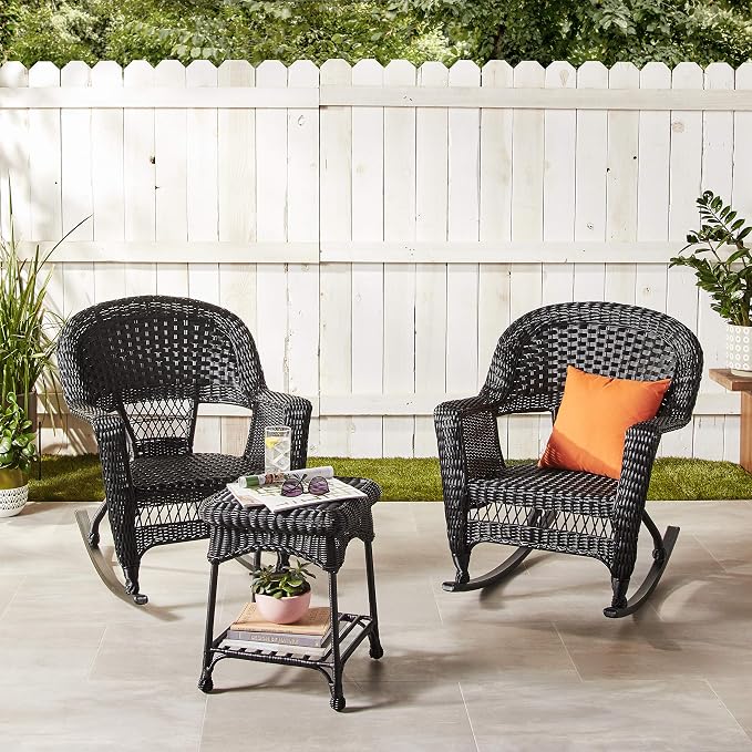 Jeco 3 Piece Rocker Wicker Chair Set - Image 2