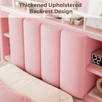 Twin LED Bed Frame with Storage Headboard & 2 Storage Drawers, Princess Velvet - Image 5