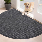BEQHAUSE Dirt Trapper Door Mat 32" x 48" Half Circle Non Slip, Charcoal | by BEQHAUSE