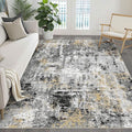 LOONGRUG 6x8 Area Rug Washable Neutral Modern Living Room Rugs Black Gold | by LOONGRUG