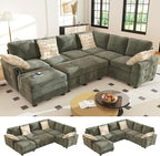 Ihanherry 106-inch Large L-Shaped Sectional Sofa Bed, 7-Seater Convertible Pull by iHanHerry