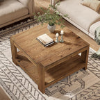 Solid Wood Coffee Table, 31.5" Square Farmhouse Center Table - Image 7