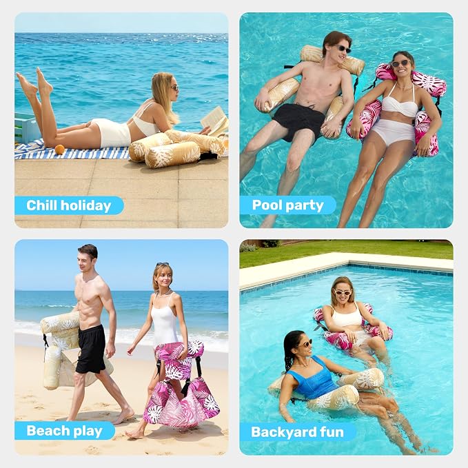 SLOOSH Inflatable Pool Floats Adult, 2 Packs Floating Lounge Chairs, Blow up - Image 8